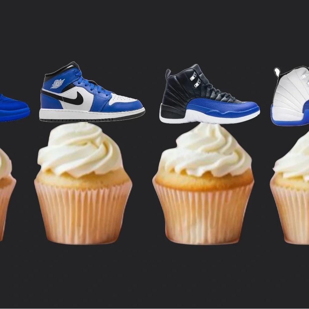 Sneaker head blue Jordan’s cupcake toppers